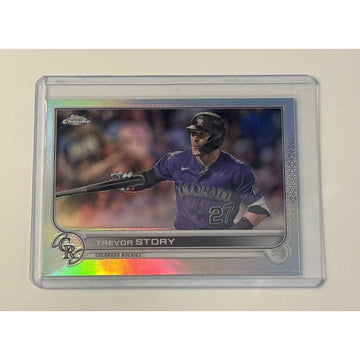 2022 Topps Chrome Trevor Story Logo Refractor Card #27 MLB Colorado Rockies Star