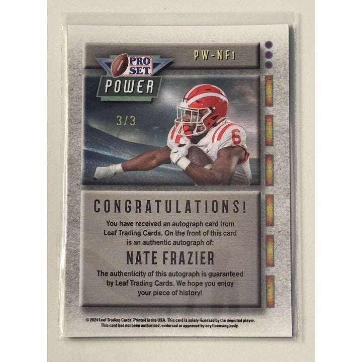 Nate Frazier RC Auto 2024 Leaf Pro Set Georgia Bulldogs football card with autograph and green holographic background