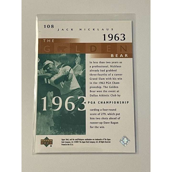 2001 Upper Deck Jack Nicklaus PGA Tournament Champion golf card with golden parallel design