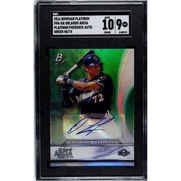 2016 Bowman Platinum Presence Orlando Arcia* 40/75 Auto* - Brewers/Braves #PP-15