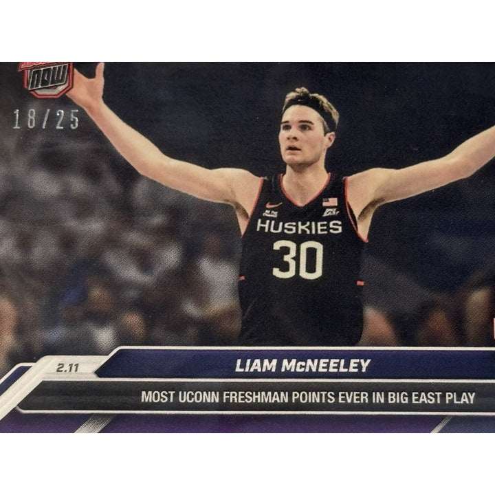 Limited edition Liam McNeeley RC 18/25 2024-25 Bowman U NOW UConn basketball card #64