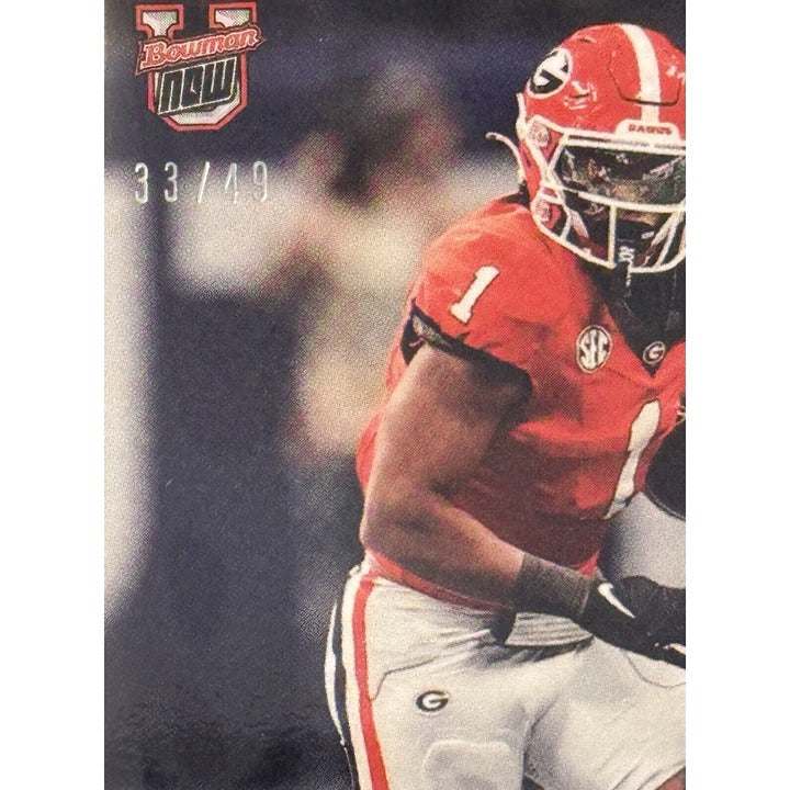Limited edition 33/49 Trevor Etienne 2024 Bowman U NOW Georgia Bulldogs SEC Championship football card number 54