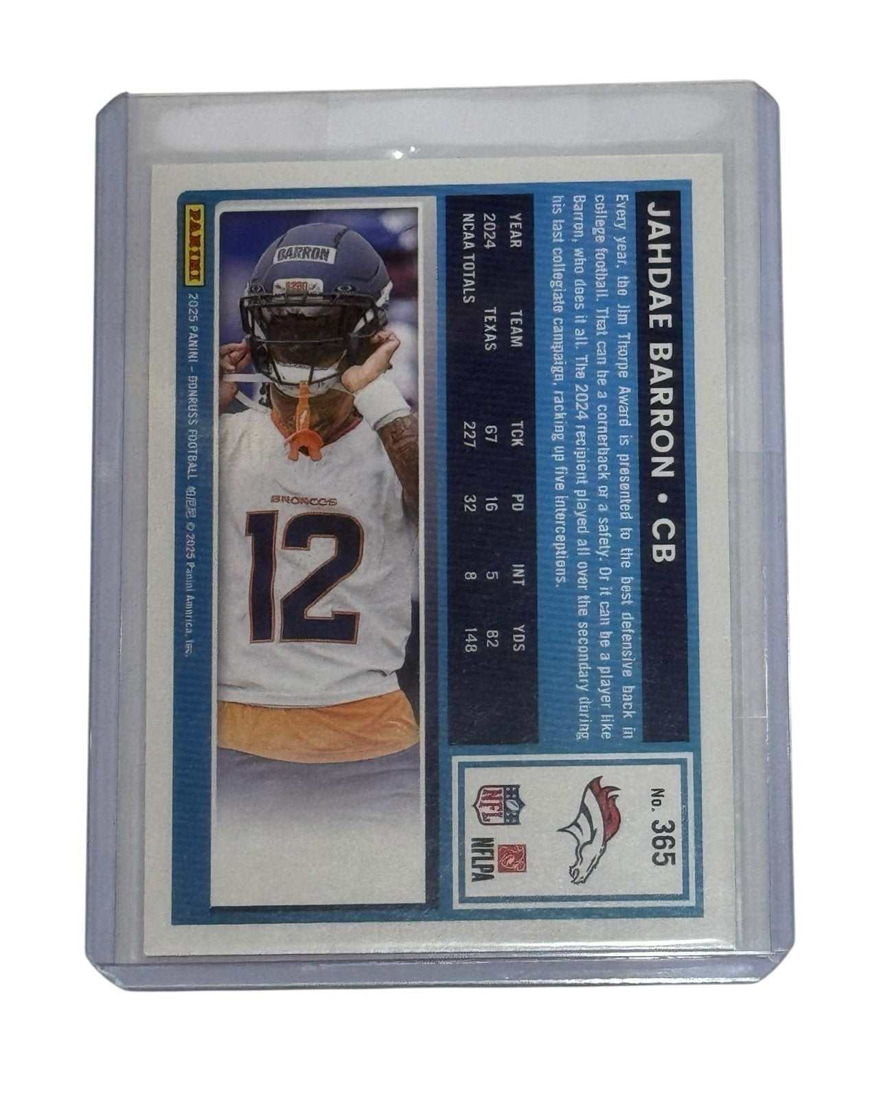 Jahdae Barron RC Denver Broncos 2025 Donruss football rookie card in mint condition