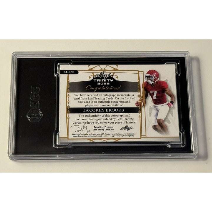 2022 Leaf Trinity Ja'Corey Brooks Silver Rookie Patch Auto card graded SGC 9.5 serial numbered 19/99