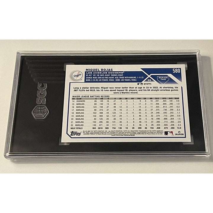 2023 Topps Miguel Rojas Gold Parallel MLB LA Dodgers baseball card graded SGC 9.5 in protective case