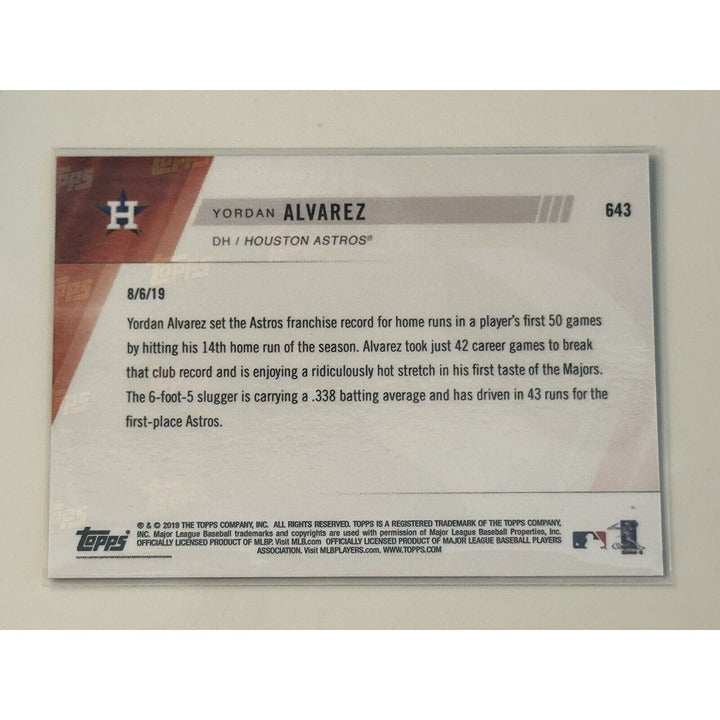 2019 Topps Now Yordan Alvarez Houston Astros rookie baseball card number 643