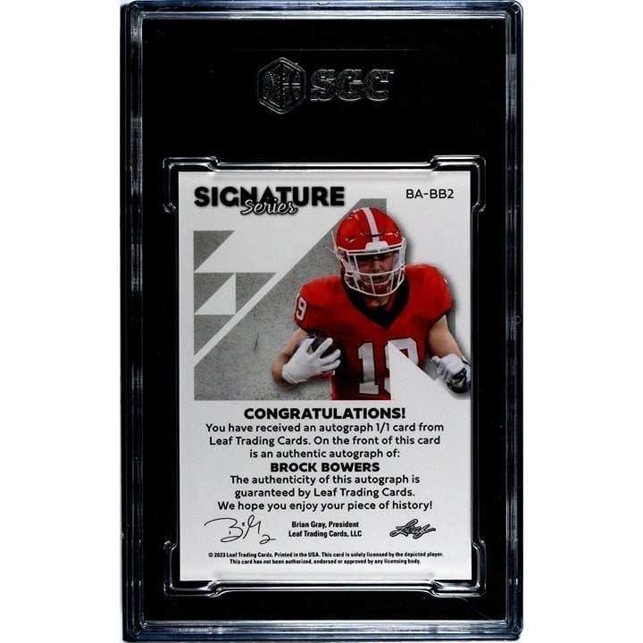 2023 Leaf Signature Series Brock Bowers autographed rookie card graded 10 by SGC in UGA uniform