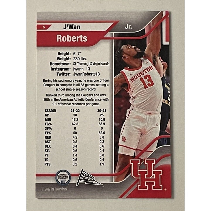 J’wan Roberts 2022 Campus Collection Players Trunk Card Houston Cougars basketball player