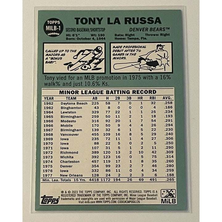 2023 Topps Pro Debut Tony LA Russa Denver Bears MiLB Legends baseball card