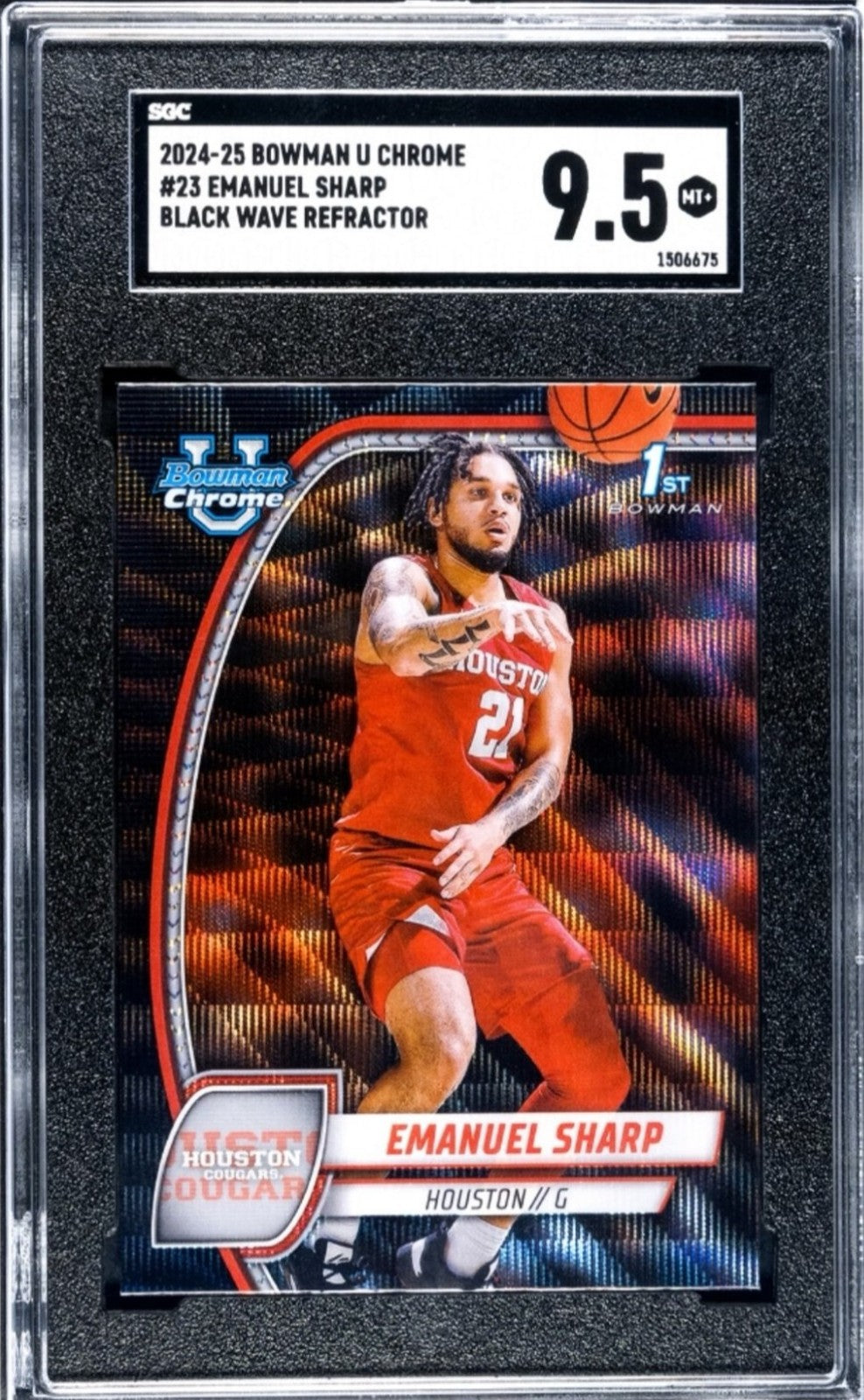 /299 EMANUEL SHARP RC LOW POP SP 2024 Bowman Chrome U WAVE Refractor 23 - SGC 10