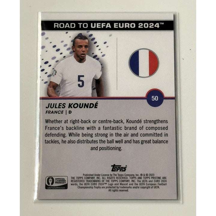 TOPPS PRISTINE ROAD TO EURO 2024 Jules Kounde refractor soccer trading card France national team