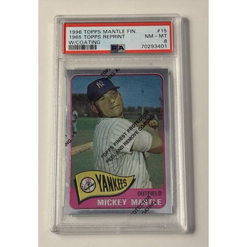 1996 Topps Finest W/Coating Mickey Mantle NY 1965 Reprint Refractor* #15 - PSA 8