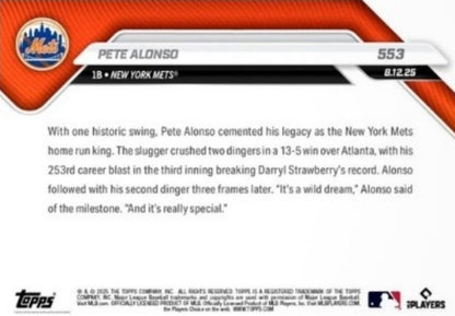Pete Alonso - HOME RUN KING MLB New York Mets - 2025 Topps Now - Card #553
