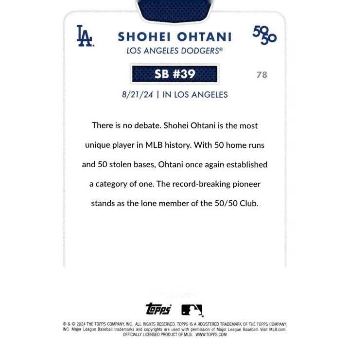 2024 Topps NOW 50/50 LIMITED EDITION Shohei Ohtani LA Dodgers baseball card #39