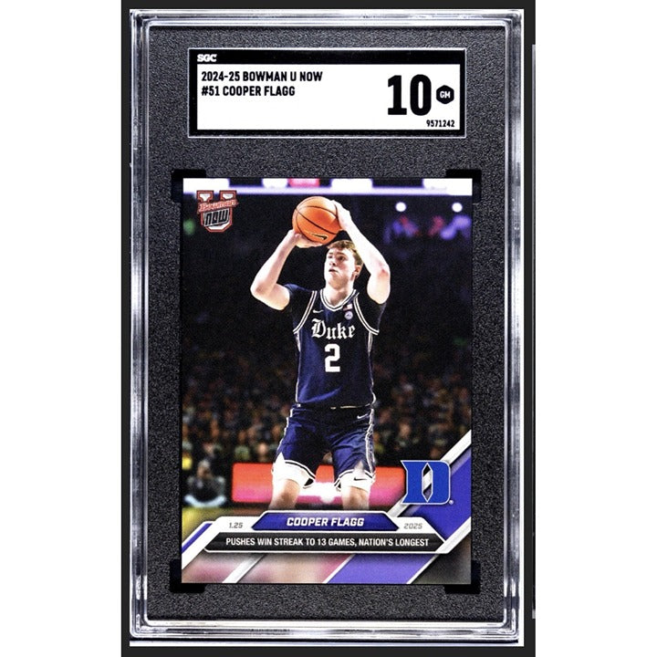 Cooper Flagg RC 2024-25 Bowman U Now - Pushes Win streak to 13 - Card #51 SGC 10