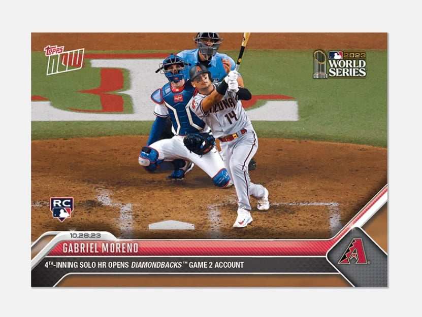 2023 World Series Gabriel Moreno rookie card Topps Now Diamondbacks solo home run