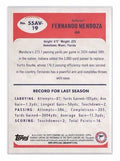 Fernando Mendoza 2025 Bowman Chrome rookie card Indiana QB detailed stats back view