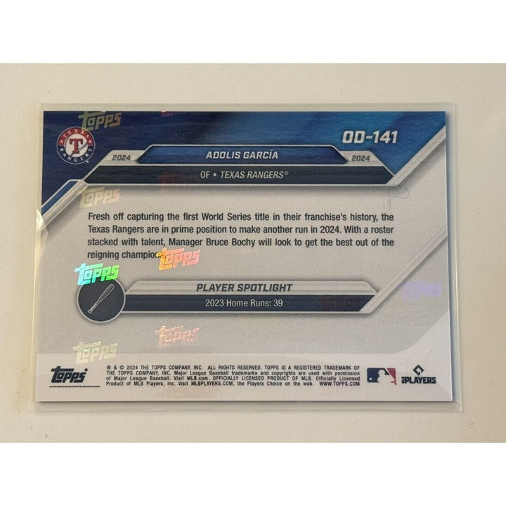 2024 Topps Now Texas Rangers Adolis García limited edition baseball card back view