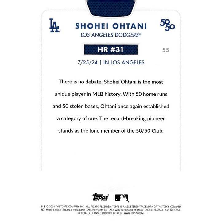 5050 LIMITED EDITION Shohei Ohtani 2024 Topps NOW MLB LA Dodgers baseball card HR 31
