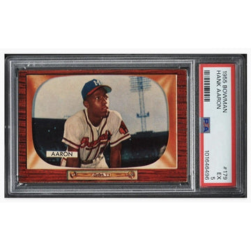 1955 Bowman #179 Hank Aaron PSA 5 Milwaukee Braves baseball card in protective case