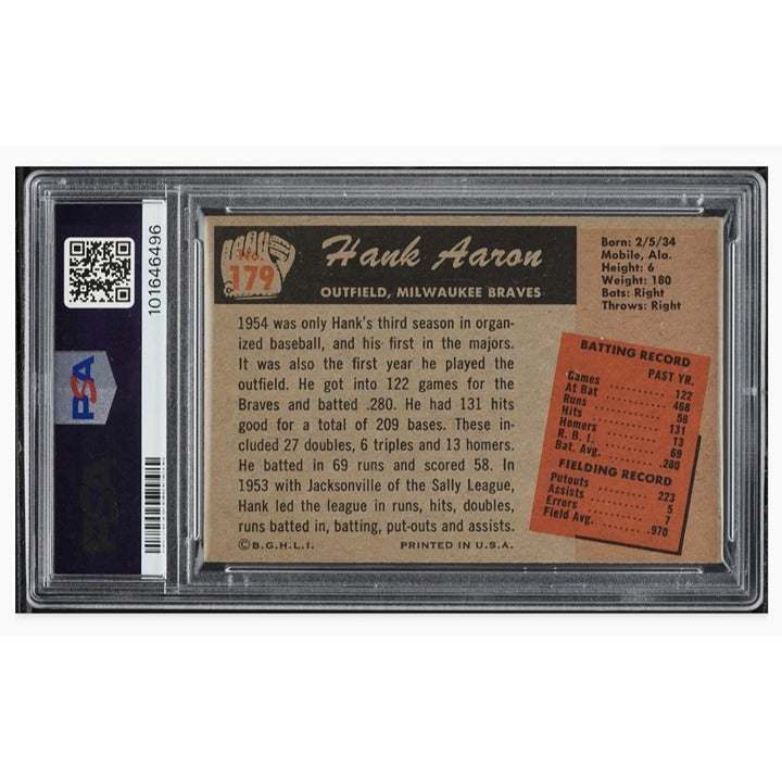 1955 Bowman #179 Hank Aaron Milwaukee Braves PSA 5 baseball card vintage collectible