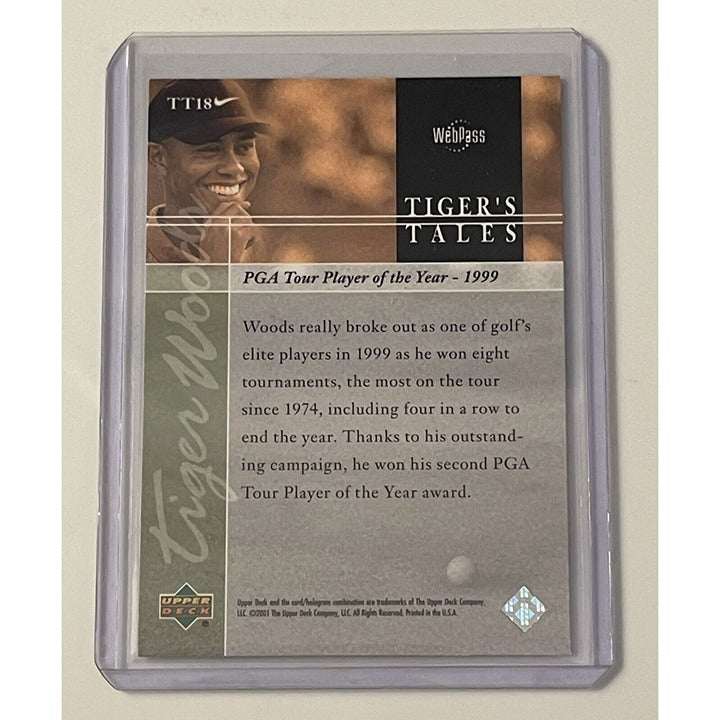 2001 Upper Deck Golf Tiger Woods rookie card TT18 in protective case
