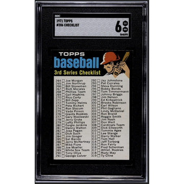 1971 TOPPS CHECKLIST MLB Baseball - RED Helment Card #206 NEW SLAB - SGC 6 Nice!