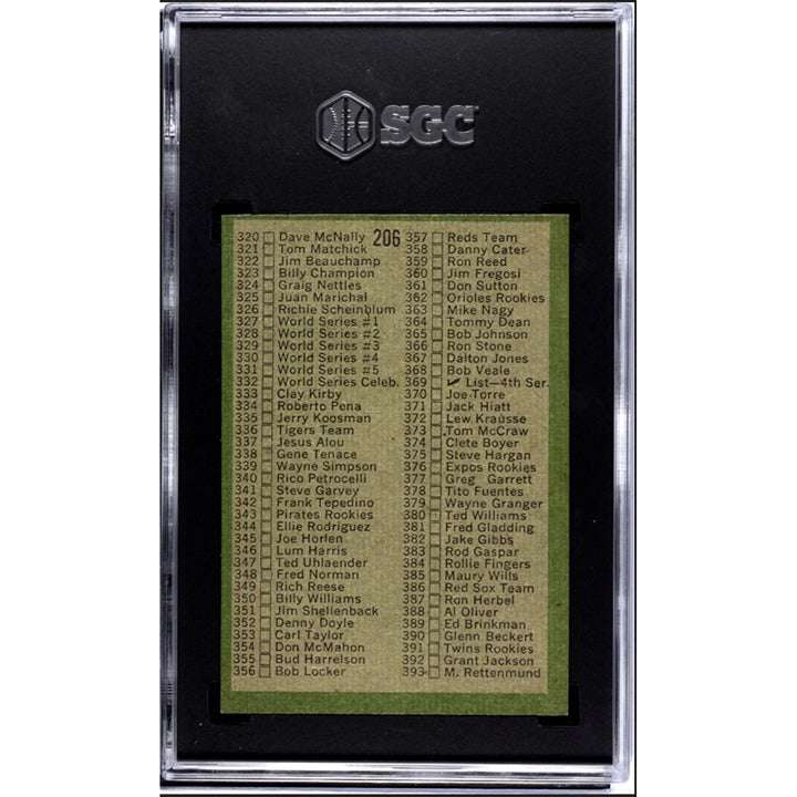 1971 TOPPS CHECKLIST MLB baseball red helmet card #206 slabbed SGC 6 vintage collector card