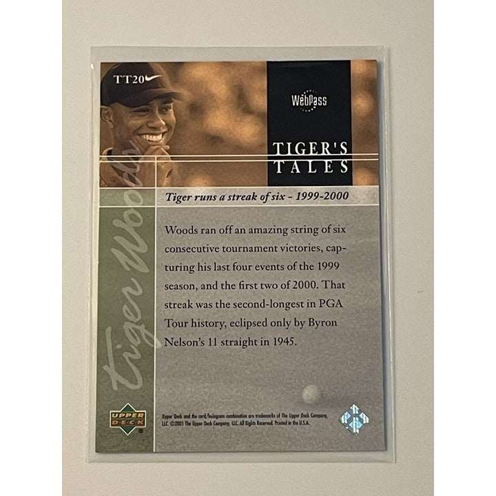 Tiger Woods trading card 2001 Upper Deck Tiger's Tales rookie year PGA Tour #TT20