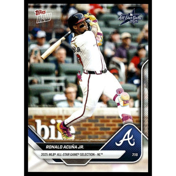Ronald Acuna Jr 2025 MLB All-Star Game limited edition baseball card in batting stance with Atlanta Braves logo
