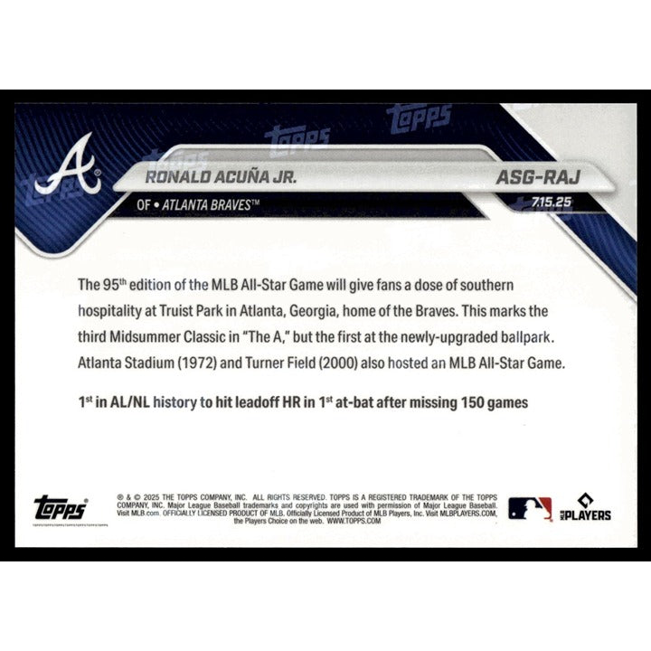Ronald Acuna Jr 2025 MLB All-Star Game limited edition baseball card Atlanta Braves