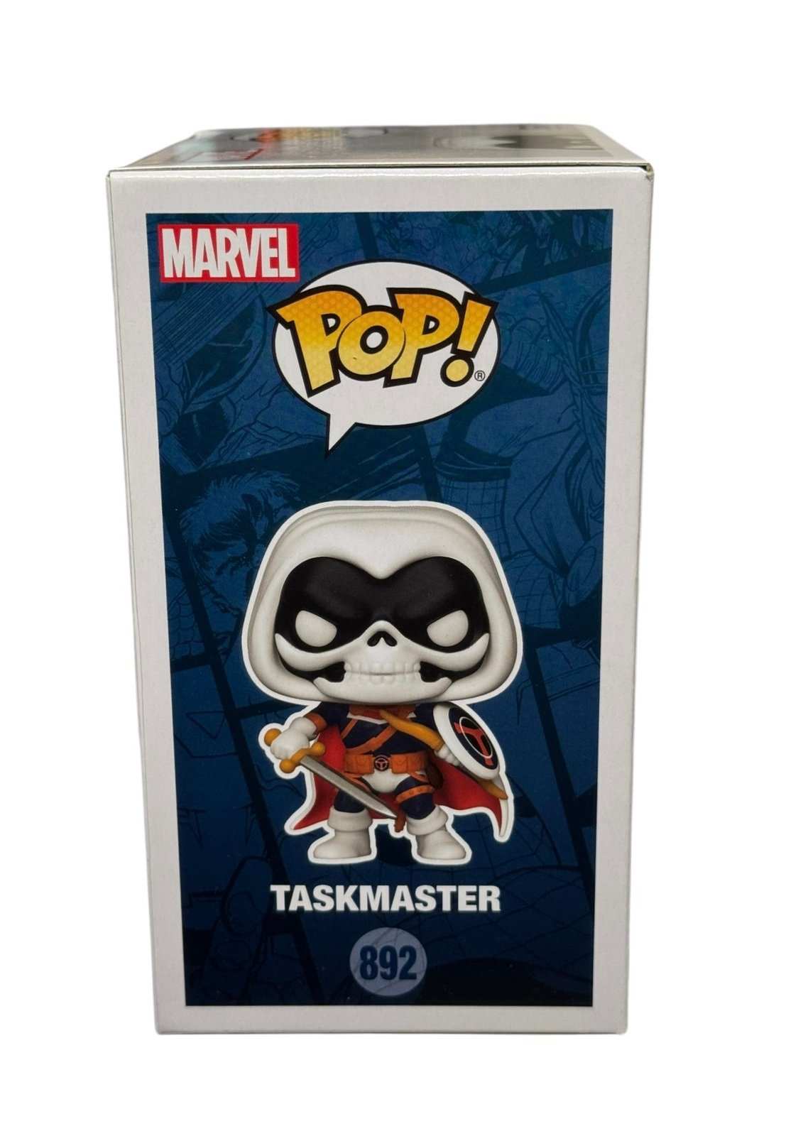 Taskmaster Funko Pop Marvel 892 Amazon Exclusive with shield and sword in box