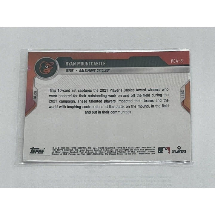 Ryan Mountcastle RC 2021 TOPPS NOW PCA AL Orioles Rookie Of The Year baseball card back view