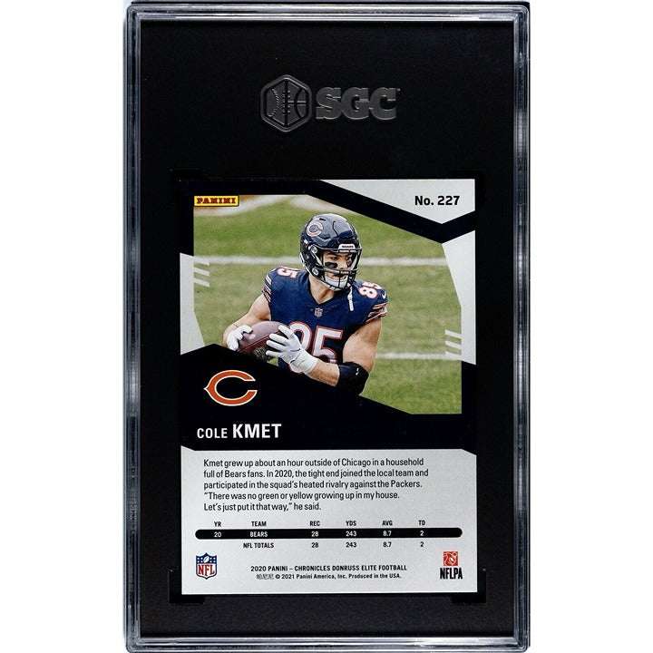 2020 Donruss Elite Cole Kmet Blue Squares SSP #227 graded SGC 9.5 football rookie card