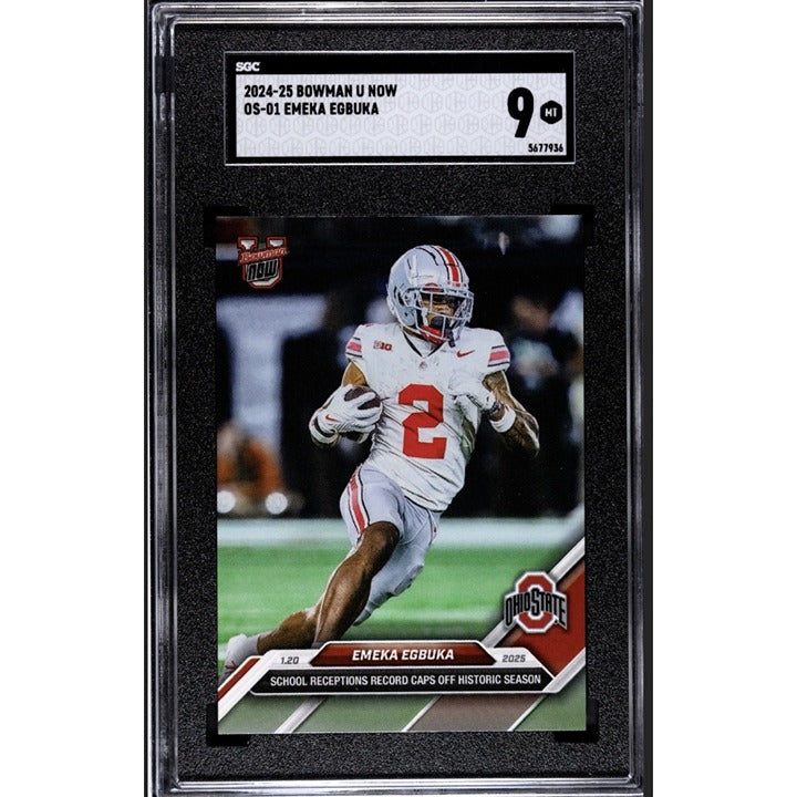 Emeka Egbuka RC 2024-25 Bowman U NOW OS-01 Ohio State Buckeyes graded SGC 9 football card