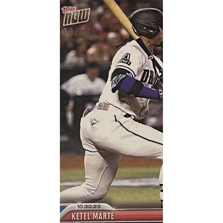 2023 ToppsNOW trading card of Ketel Marte with on-base streak from 2023 MLB World Series Game 3