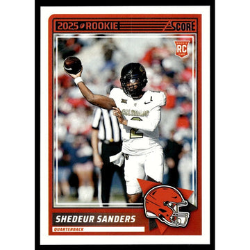 2025 Shedeur Sanders RC Panini Score NFL football card in near mint condition
