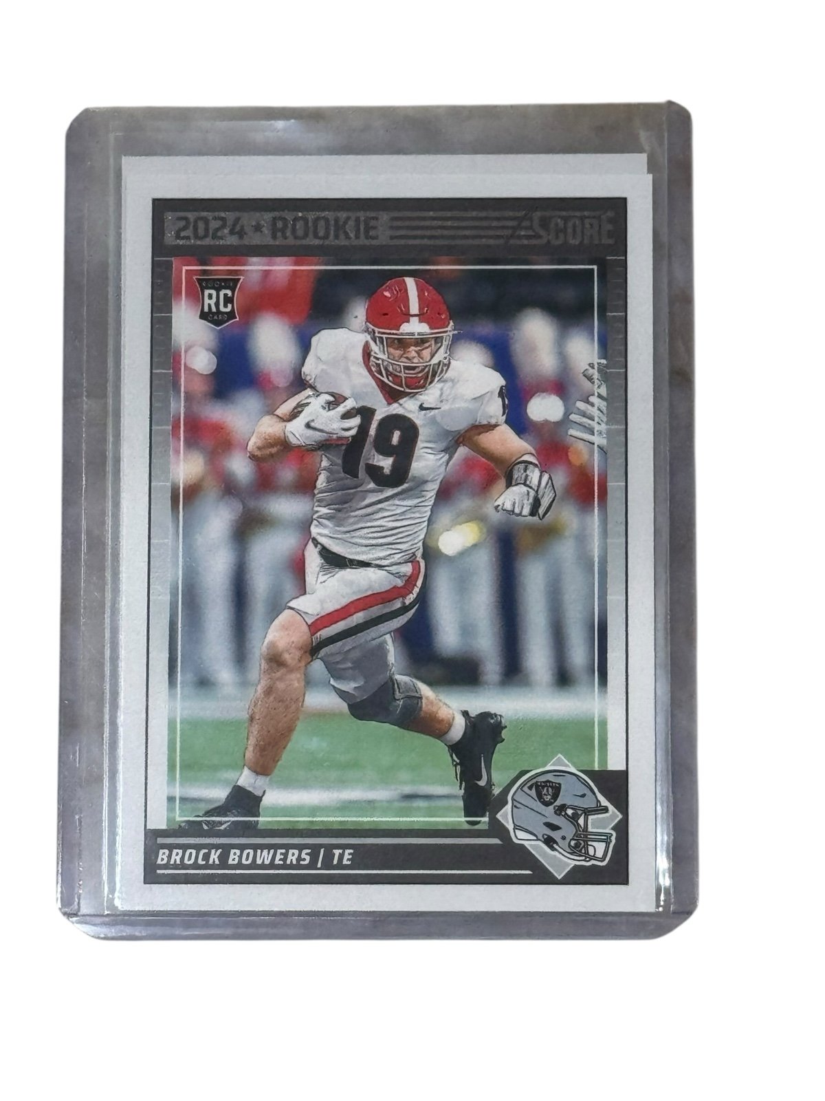 Brock Bowers RC 2024 Score rookie card Las Vegas Raiders TE in protective holder
