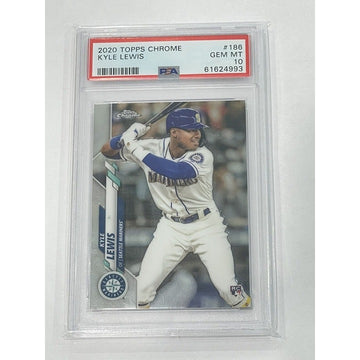 2020 Topps Chrome Kyle Lewis* Rookie #186 PSA 10 RC NON Refractor - MLB Mariners