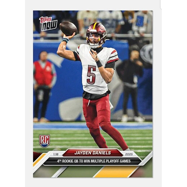 Jayden Daniels Rookie Card 2024 Topps Now Washington Commanders multiple playoff wins football trading card