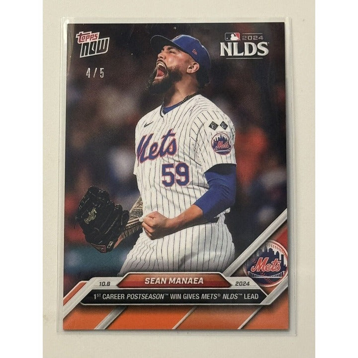 4/5* Sean Manaea* 1st Postseason Win Mets 2024 MLB Topps NOW - NY Mets Card 814*