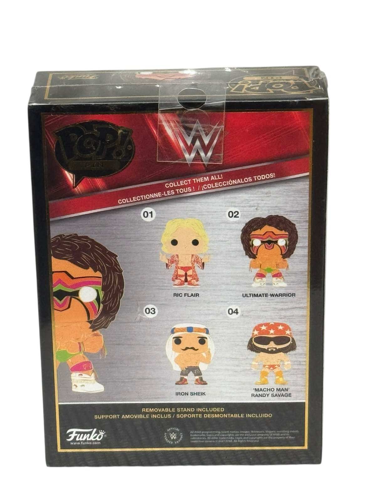 Funko Pop Pin WWE Ultimate Warrior collectible enamel pin in packaging