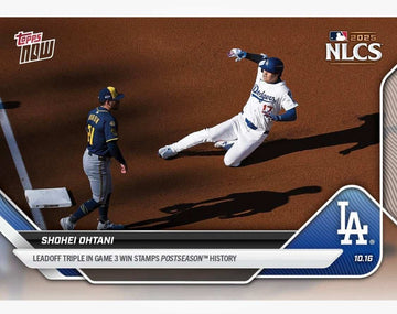 Shohei Ohtani 2025 Topps Now NLCS card #875 Dodgers leadoff triple postseason baseball collectible