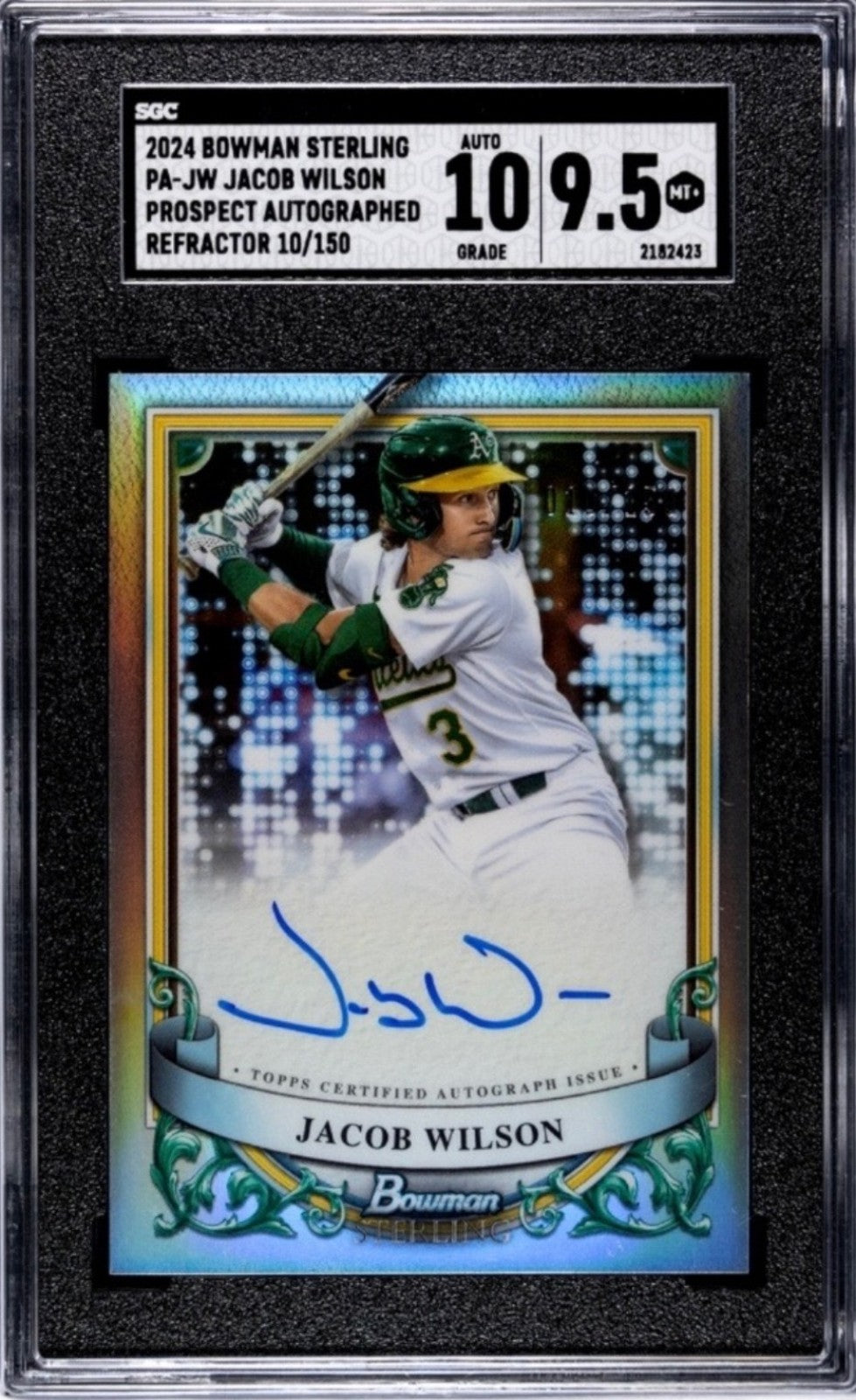 10/150 2024 BOWMAN STERLING JACOB WILSON RC AUTO
REFRACTOR Card PA-JW - SGC 9.5