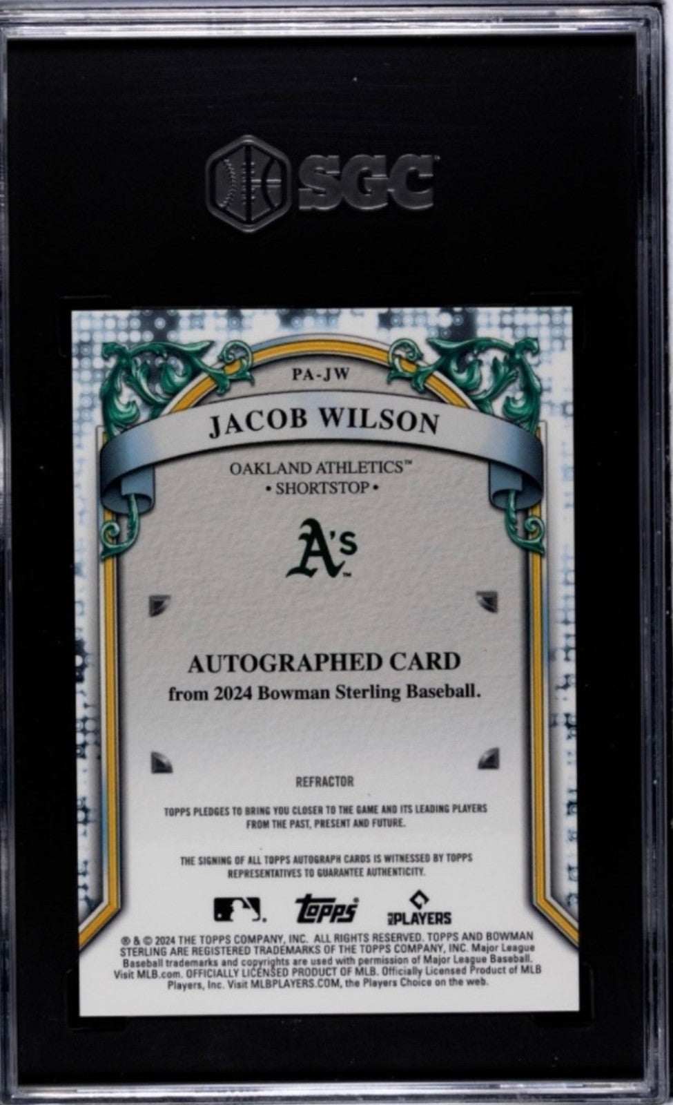 2024 Bowman Sterling Jacob Wilson RC Auto Refractor Card graded 9.5