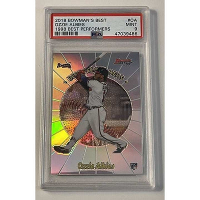 2018 Bowman's Best Ozzie Albies 1998 Best Performers Atomic Refractor rookie card PSA 9 Braves