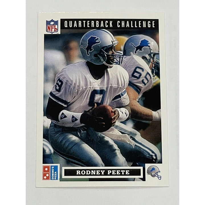 1991 Rodney Pete NFL Lions Quarterback Challenge dominoes trading card vintage Upper Deck