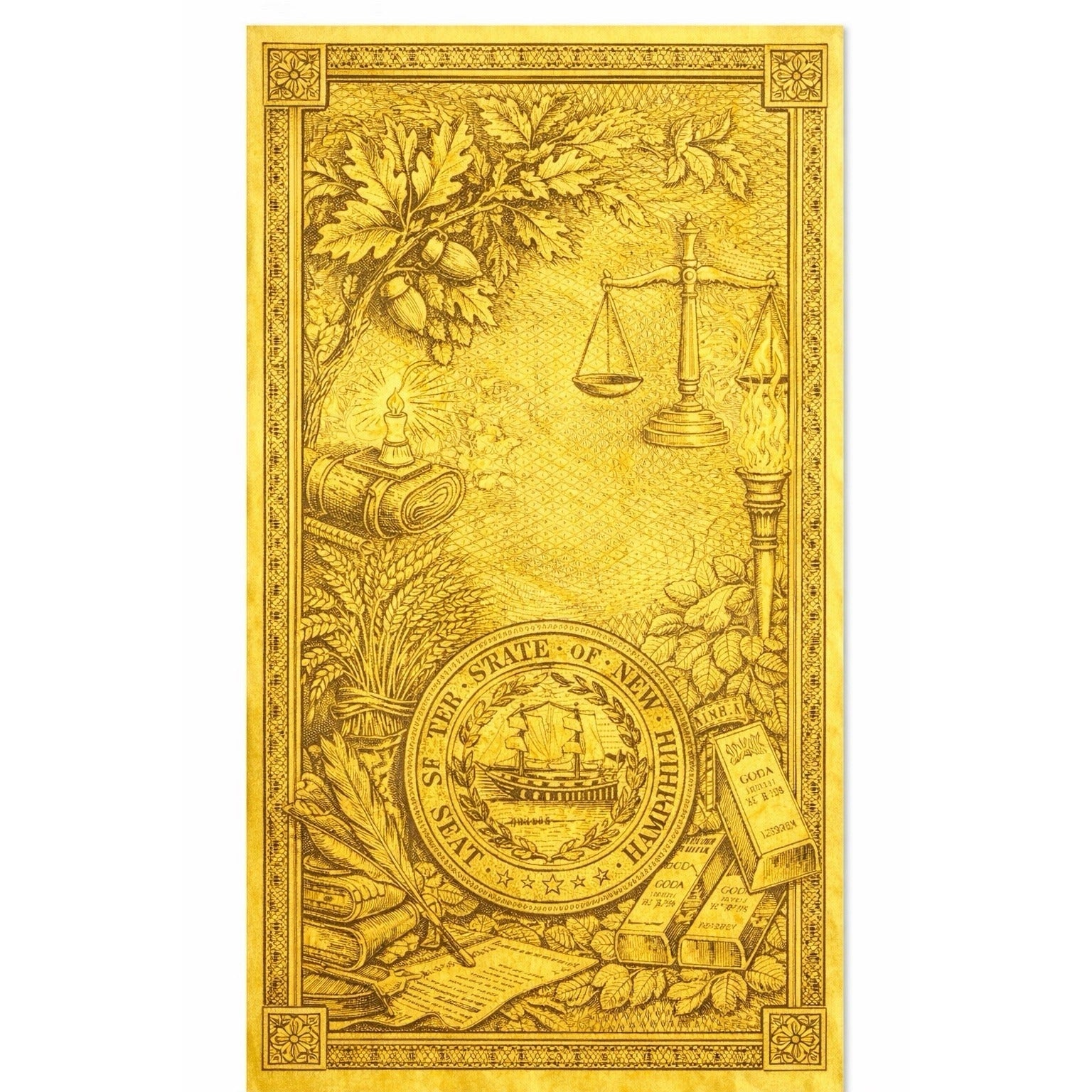 2023 New Hampshire Goldback $5 gold note with 1/200 troy ounce 24K gold and Veritas design