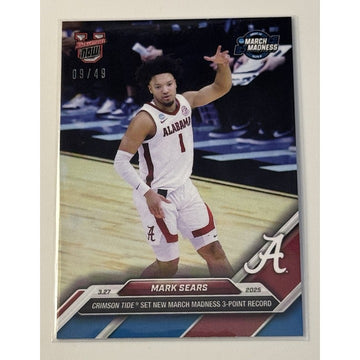 9/49 Mark Sears RC* Alabama 3 Pt Record 2024-25 Bowman U NOW Basketball Card 100