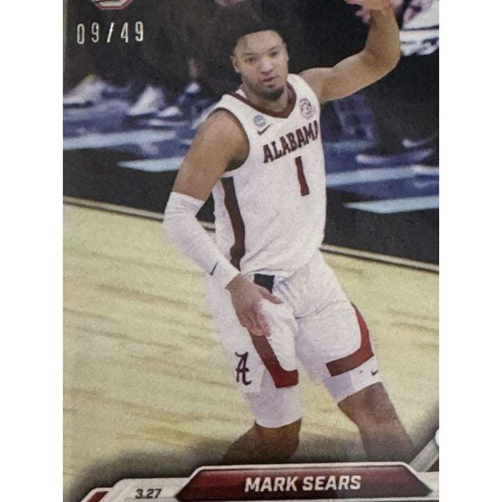 2024 Bowman Mark Sears Alabama Crimson Tide basketball rookie card numbered 9 of 49 with March Madness 3-point record design